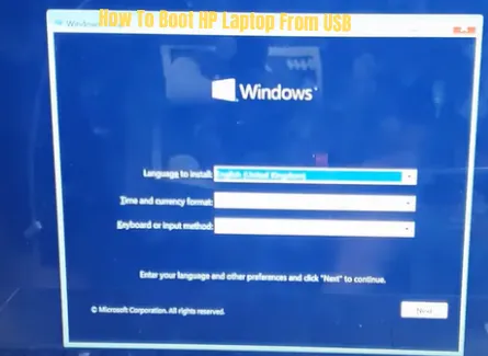 how to boot hp laptop from usb