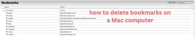 how to delete bookmarks on a Mac computer